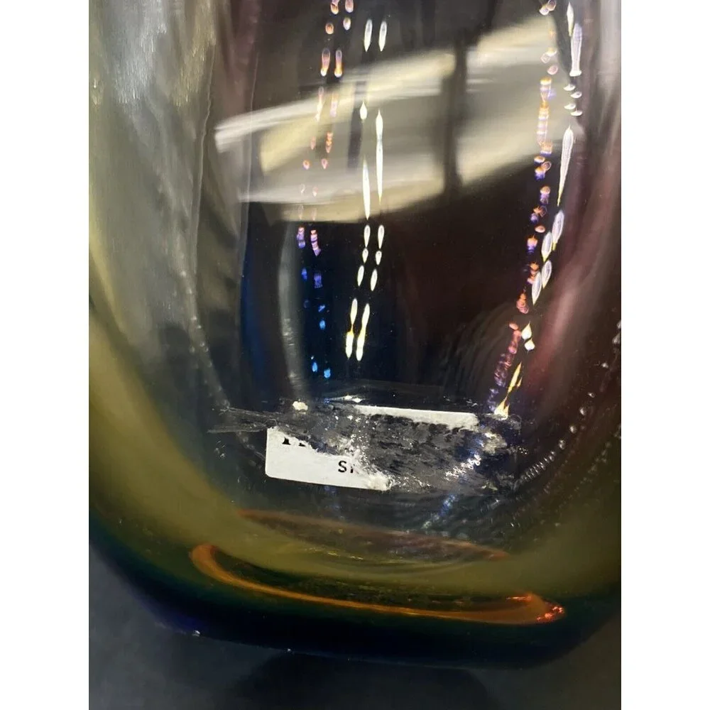 Kosta Boda Kjell Engman 11 1/2" Fidji Rainbow Art Glass Bottle Vase 48838 - Picture 14 of 16